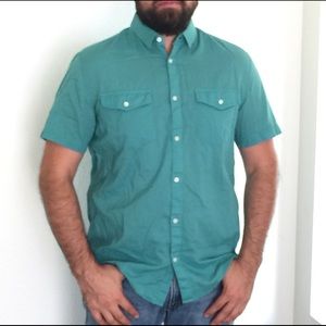 H&M Sea Foam Button Up Shirt Medium zara asos